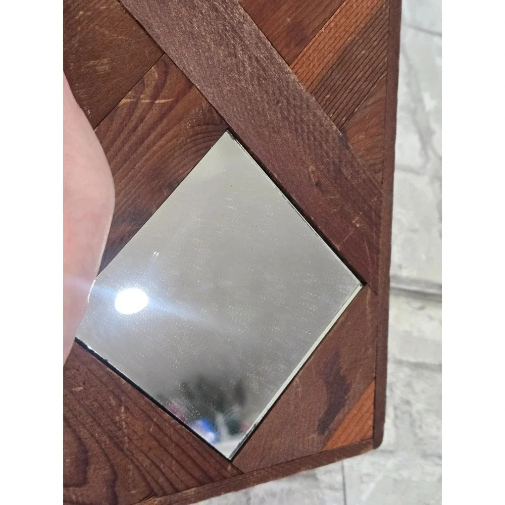 MCM Triple Diamond Shape Mirrors Wood Frame Wall Hanging 22